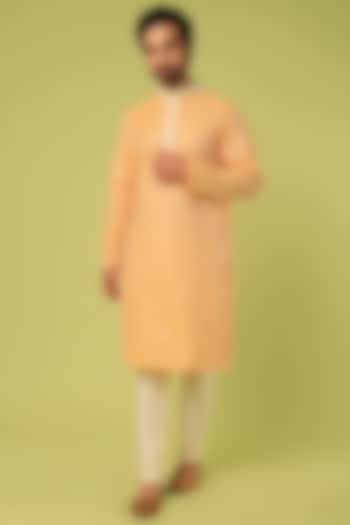 Orange-Mustard Embroidered Kurta Set by Abees