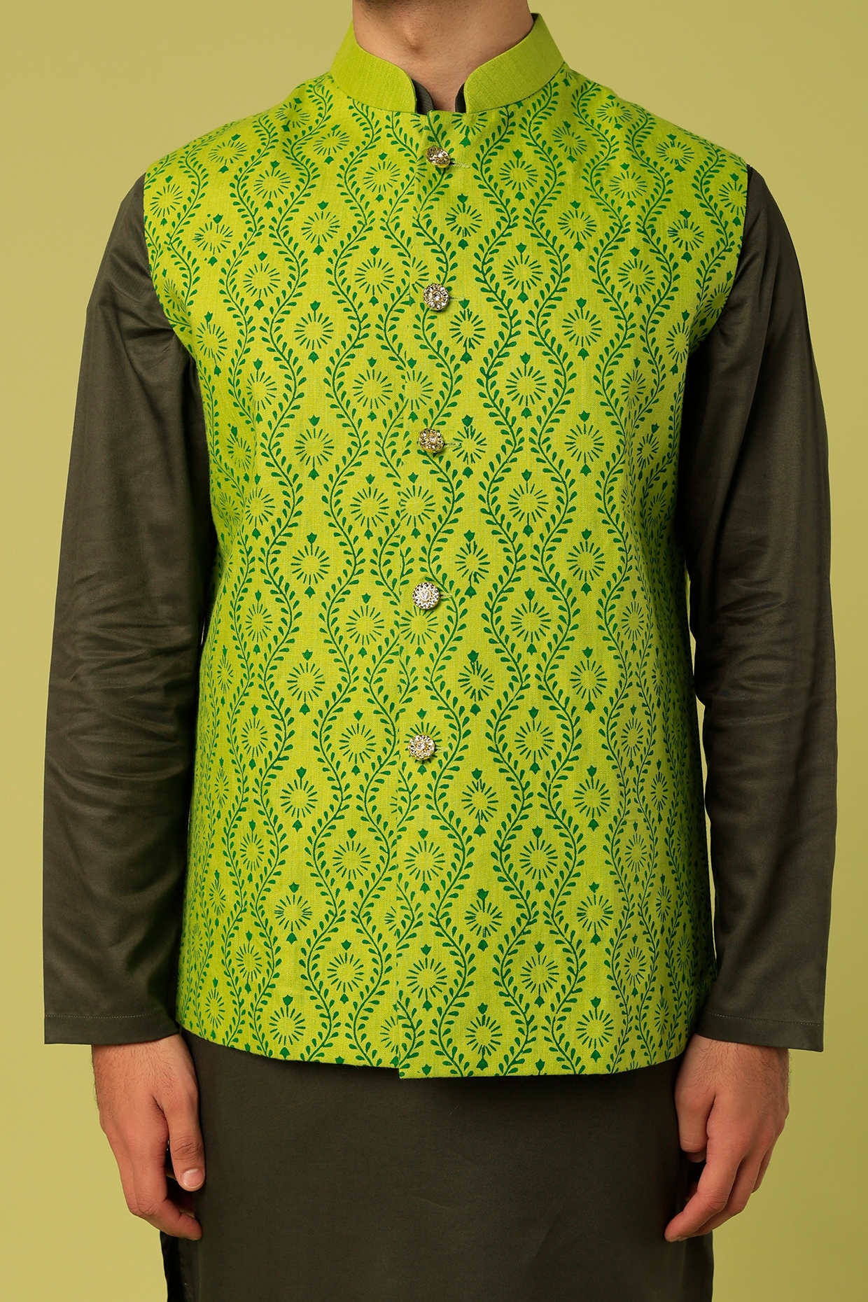 Buy Parrot Green Achkan by Designer RNG SAFAWALA Online at Ogaan.com