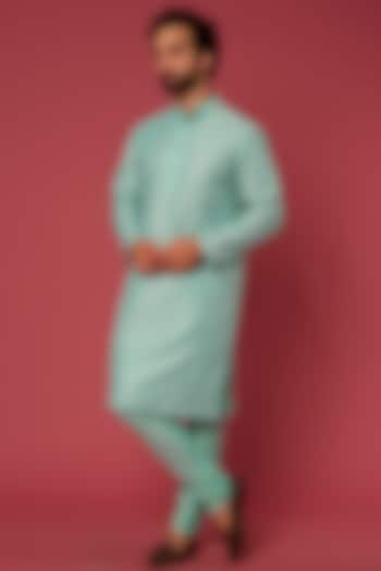 Sea Green Embroidered Kurta Set by Abees