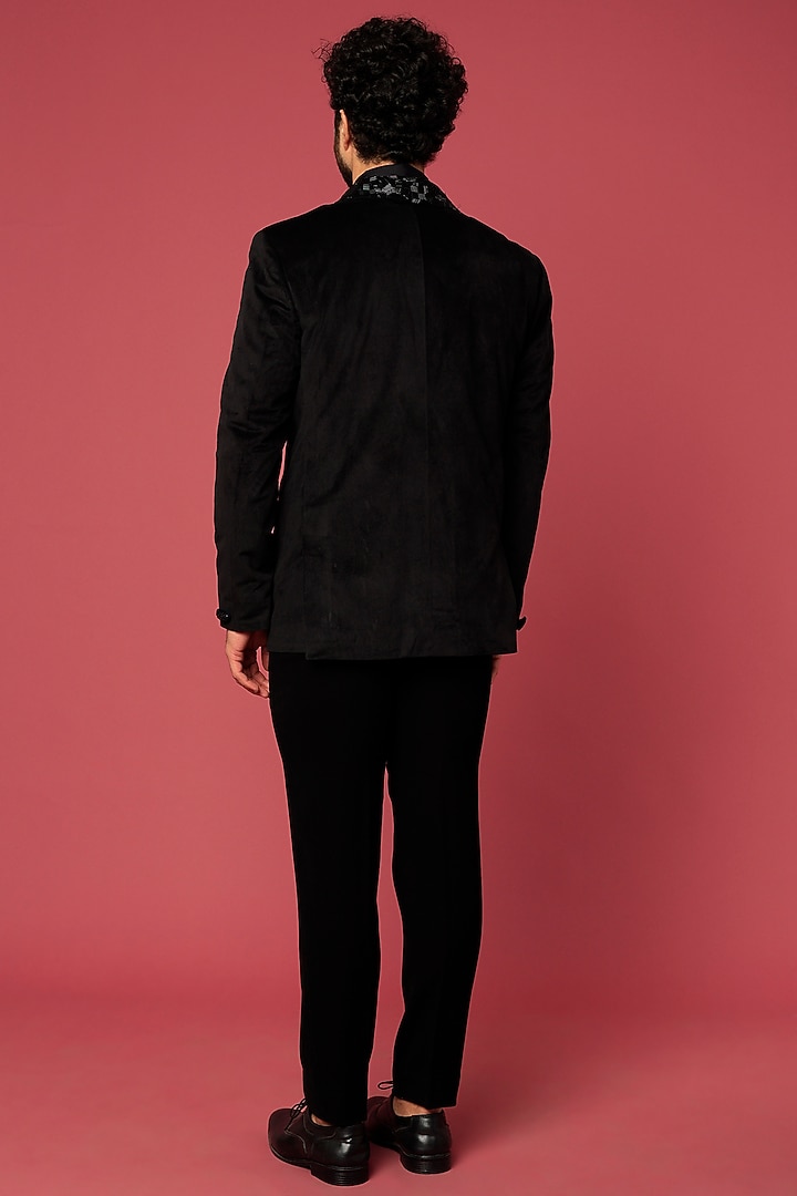 Black Velvet Hand Worked Tuxedo Set by Abees at Pernia's Pop Up Shop