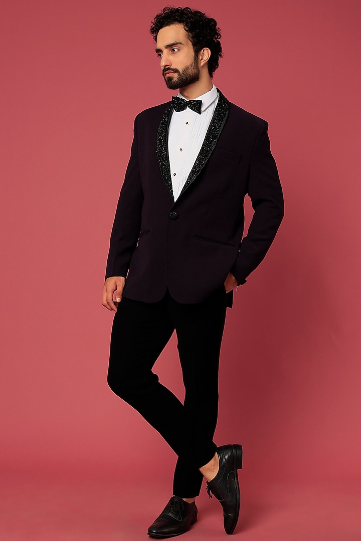 Violet Twill Hand Worked Tuxedo Set by Abees