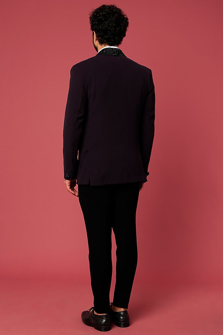 Violet Japanese Twill Hand Worked Tuxedo Set by Abees at Pernia's Pop Up Shop