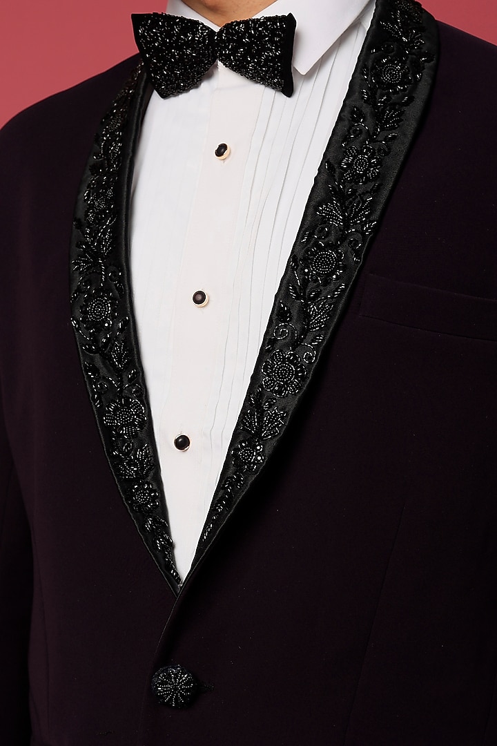 Violet Japanese Twill Hand Worked Tuxedo Set by Abees at Pernia's Pop Up Shop