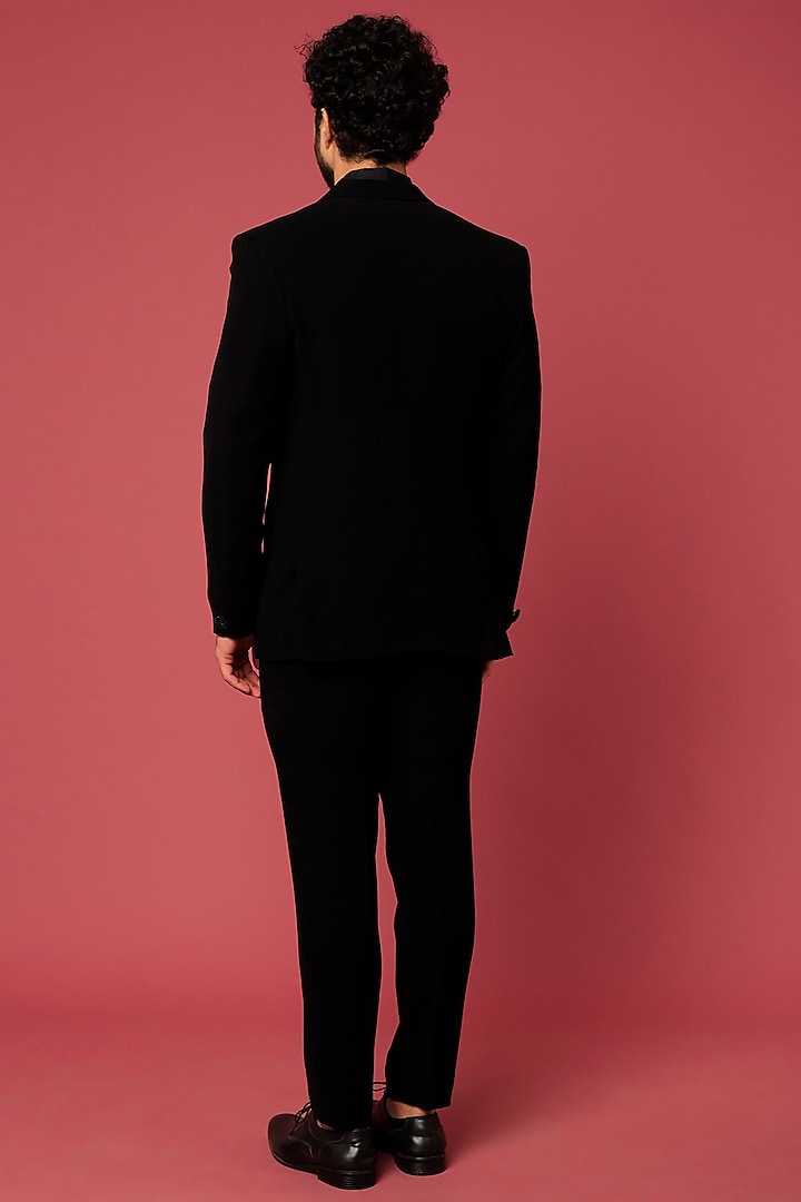 Black Japanese Twill Hand Worked Tuxedo Set by Abees at Pernia's Pop Up Shop