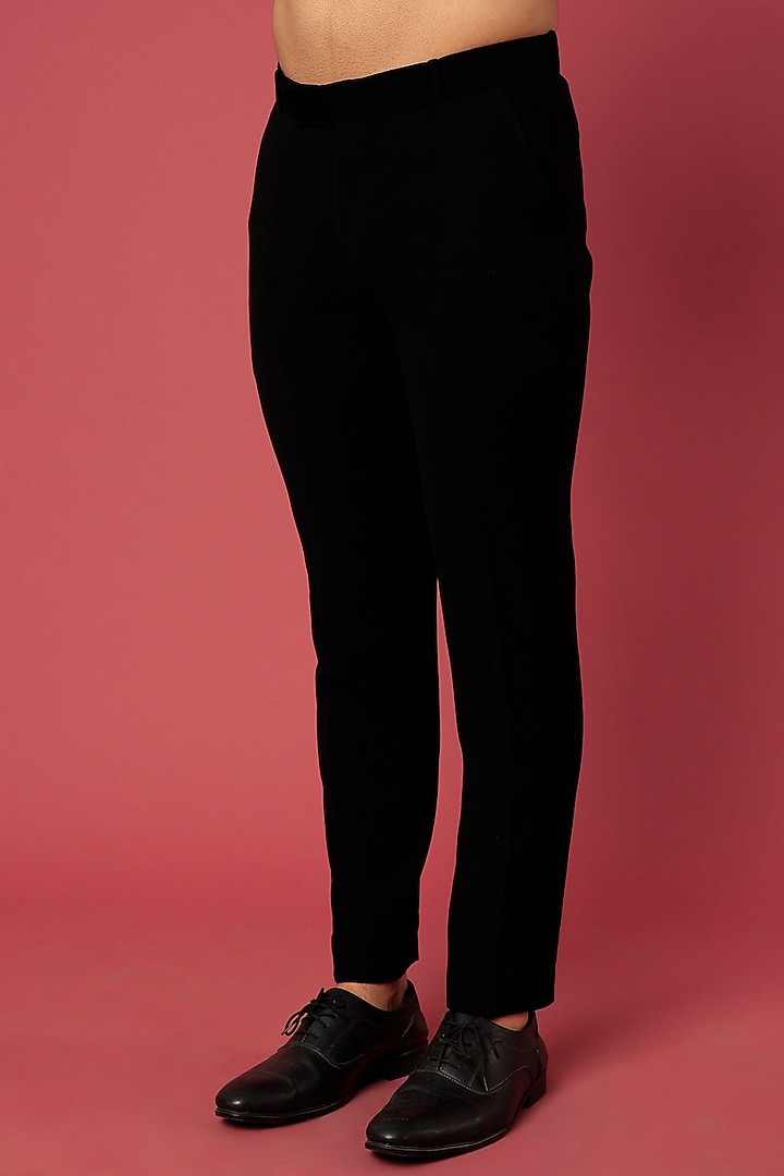 Black Japanese Twill Hand Worked Tuxedo Set by Abees at Pernia's Pop Up Shop