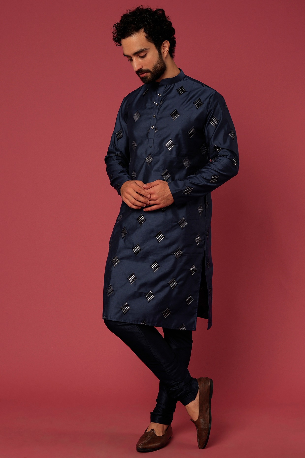 Atya Cupro Silk Blue Kurta Set