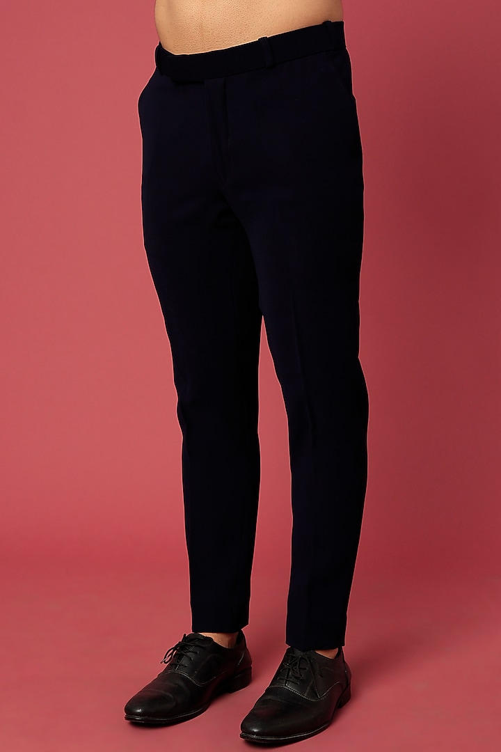 Navy Blue Japanese Twill Hand Worked Tuxedo Set by Abees at Pernia's Pop Up Shop