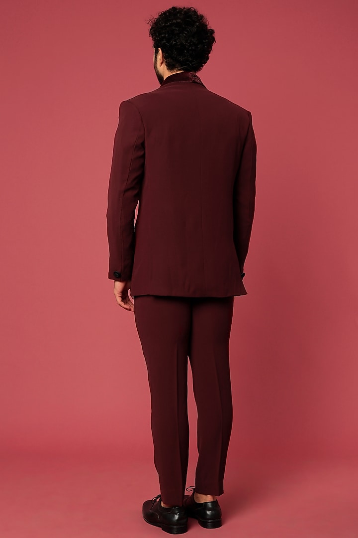 Wine Velvet Hand Worked Tuxedo Set by Abees at Pernia's Pop Up Shop