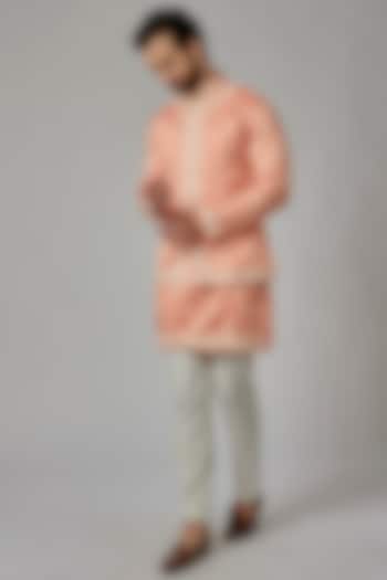 Peach Orange Cotton Silk Bead Work Bundi Set by Abees at Pernia's Pop Up Shop