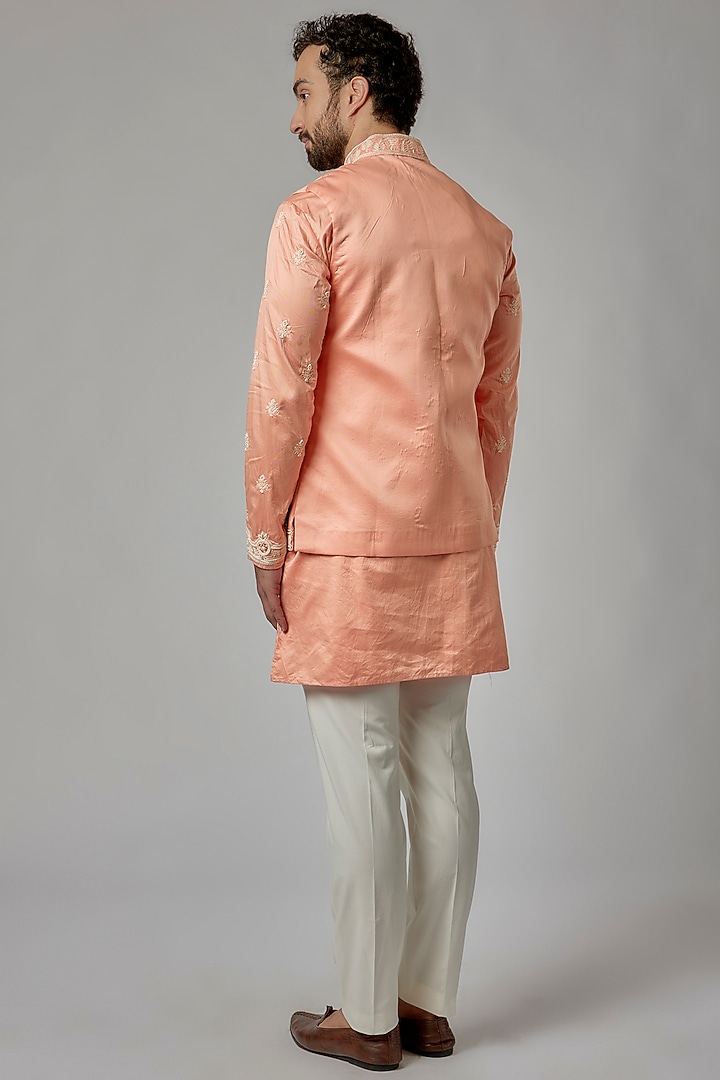 Peach Orange Cotton Silk Bead Work Bundi Set by Abees at Pernia's Pop Up Shop