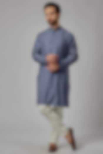 Blue Cotton Silk Sequins Work Kurta Set by Abees at Pernia's Pop Up Shop