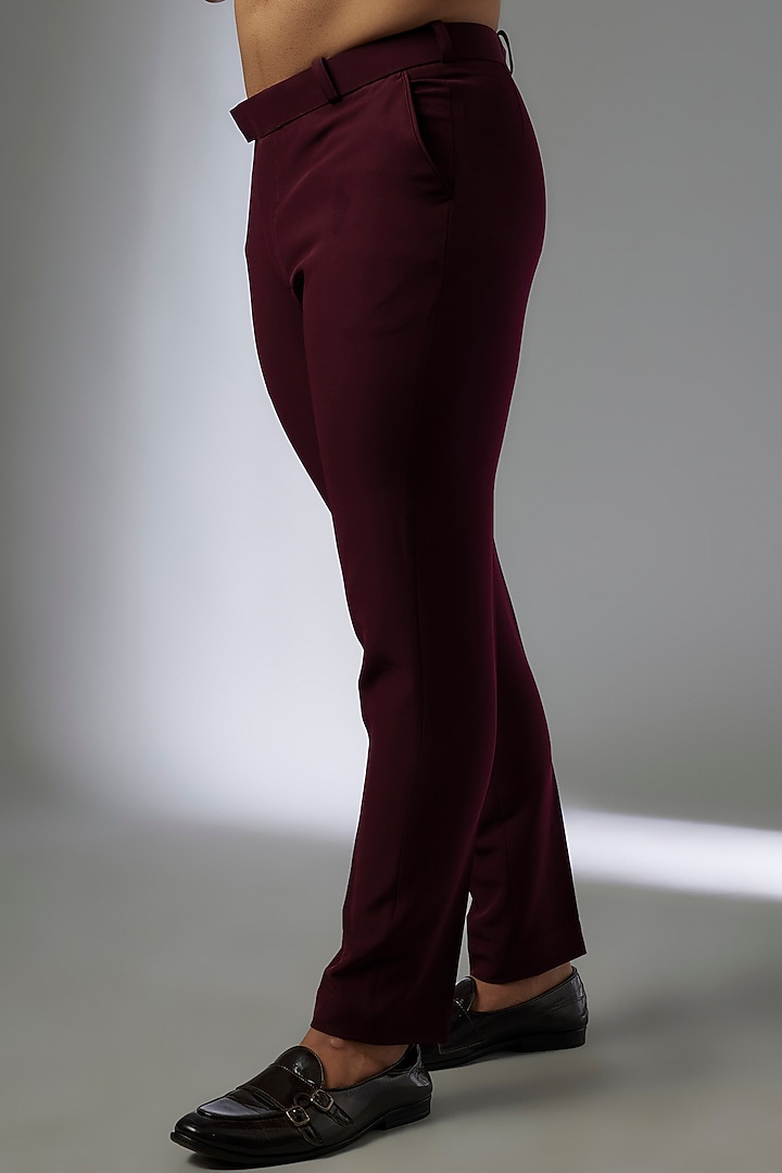Maroon Japanese Rayon Hand Embroidered Bandhgala Set by Abees at Pernia's Pop Up Shop