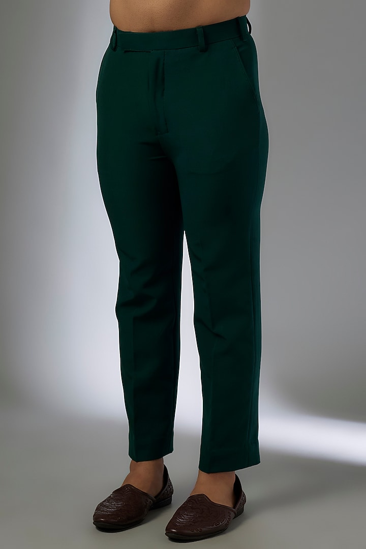 Bottle Green Japanese Rayon Hand Embroidered Kurta Set by Abees at Pernia's Pop Up Shop