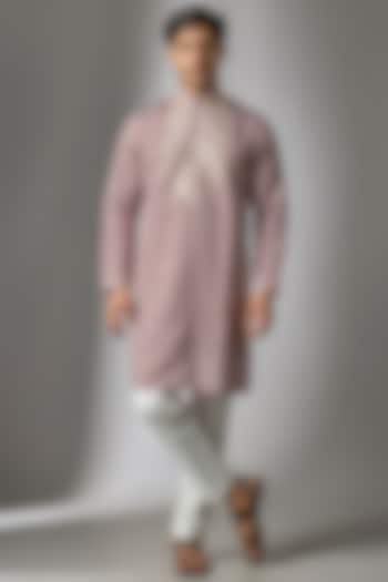 Lavender Cotton Silk Sequins Embroidered Kurta Set by Abees