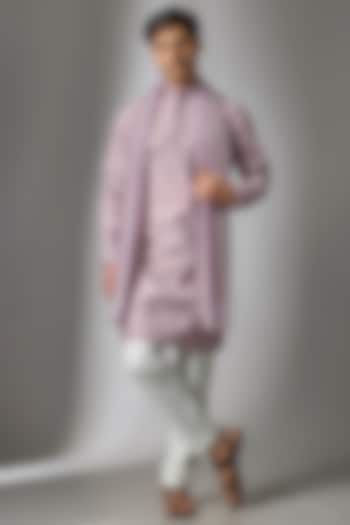 Lavender Cotton Silk Thread Embroidered Kurta Set by Abees