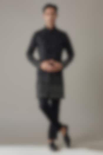 Black Japenese Rayon Cutdana Embroidered Kurta Set by Abees at Pernia's Pop Up Shop