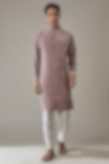 Light Pink Japanese Rayon Hand Embroidered Kurta Set by Abees at Pernia's Pop Up Shop