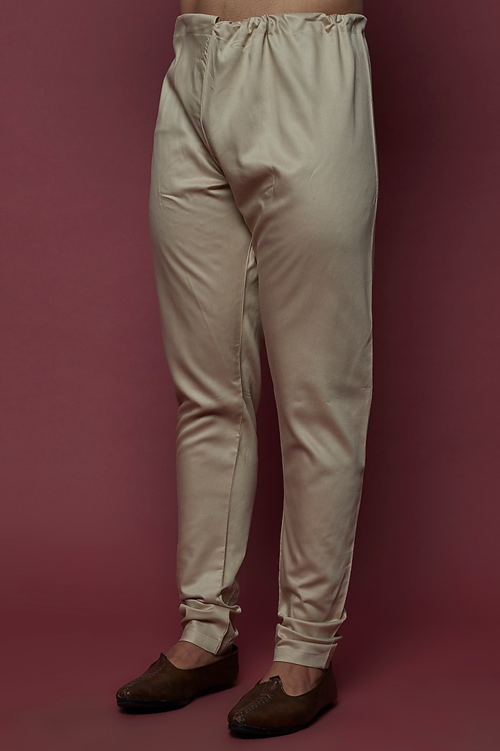 Beige Cotton Mirror Hand Work Kurta Set by Abees at Pernia's Pop Up Shop