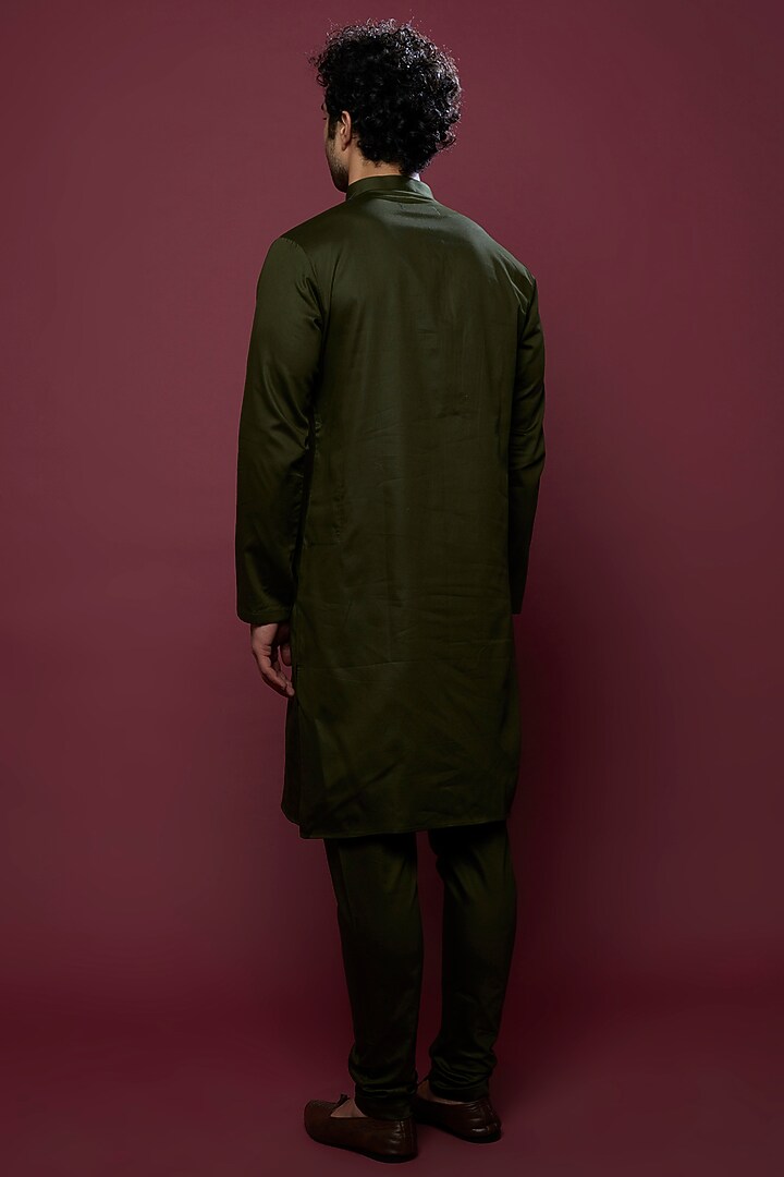 Bottle Green Pure Cotton Hand Work Kurta Set by Abees at Pernia's Pop Up Shop