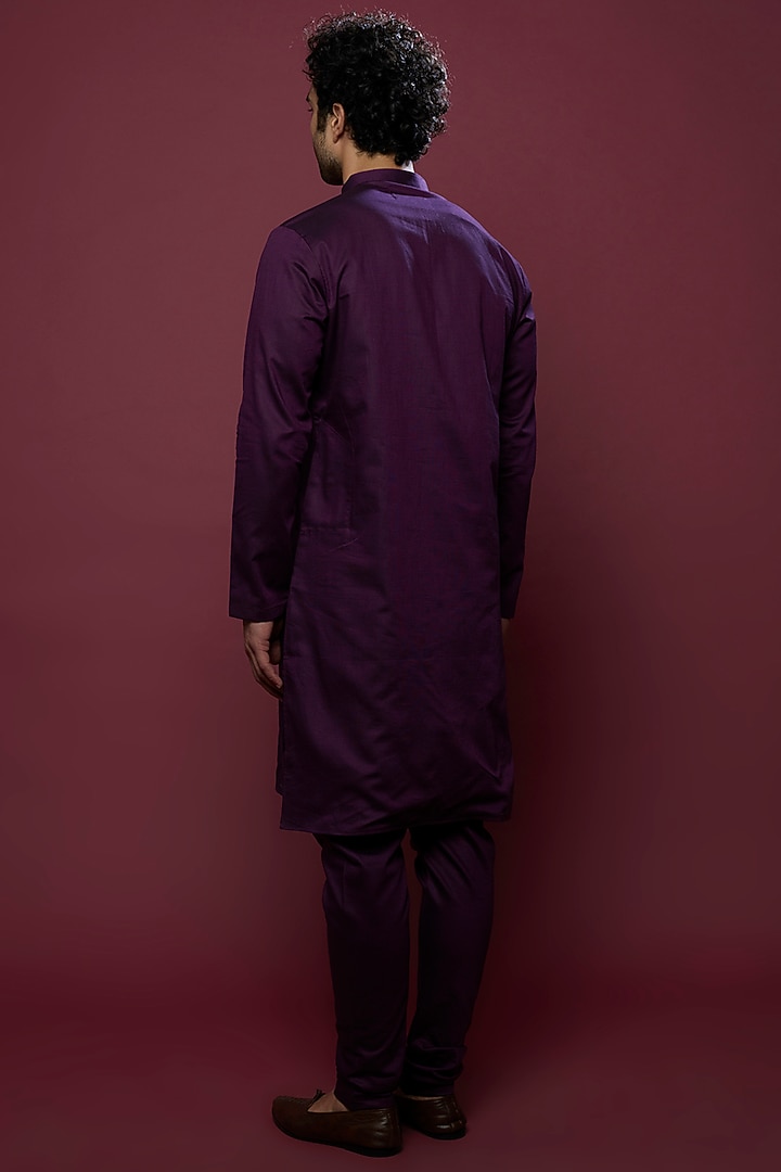 Violet Pure Cotton Embroidered Kurta Set by Abees at Pernia's Pop Up Shop
