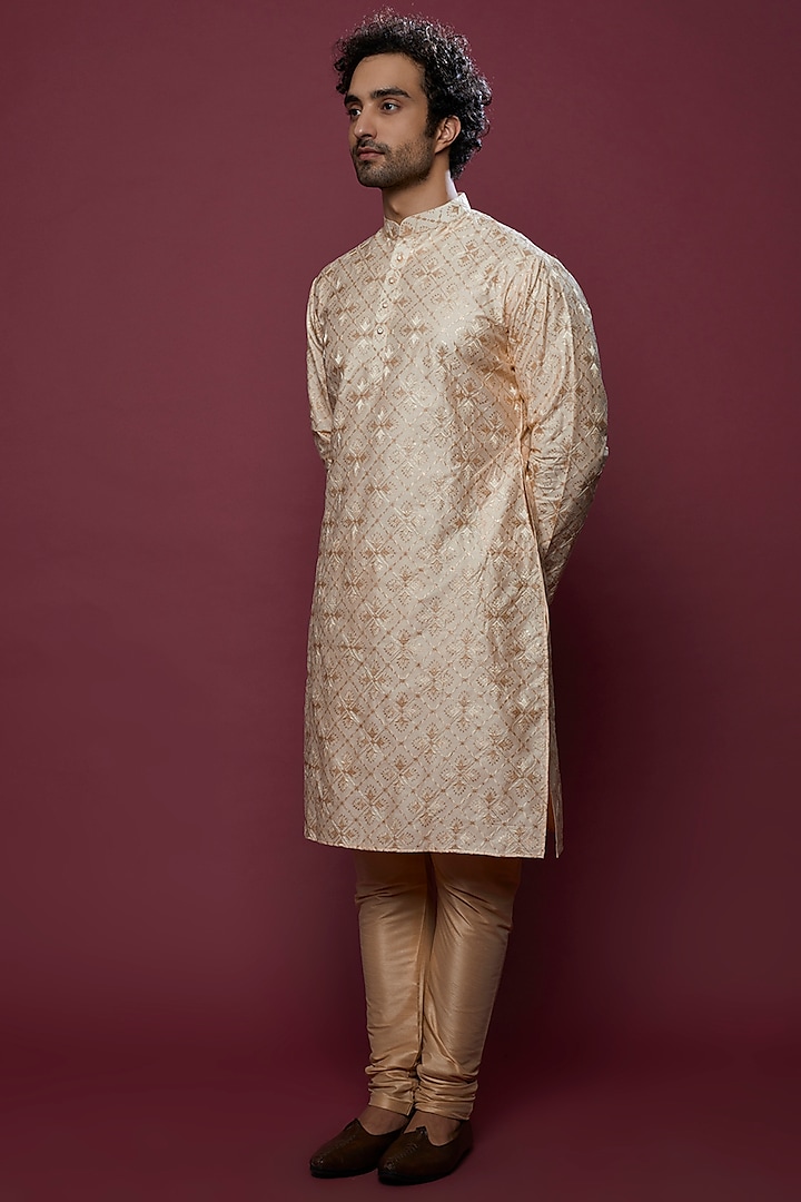 Gold Embroidered Kurta Set by Abees