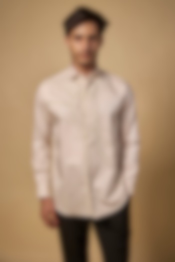 Pearl Ivory Pure Satin Cotton Hand Embroidered Party Wear Shirt by Abees  at Pernia's Pop Up Shop