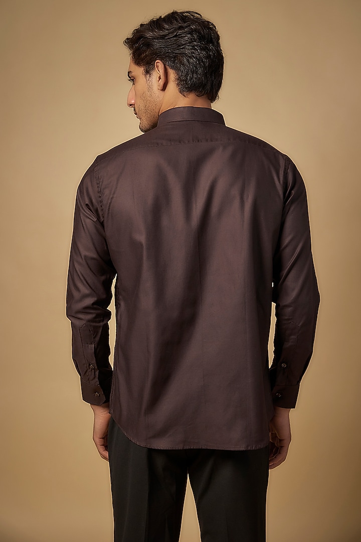 Brown Pure Satin Cotton Cutdana Hand Embroidered Party Wear Shirt by Abees  at Pernia's Pop Up Shop