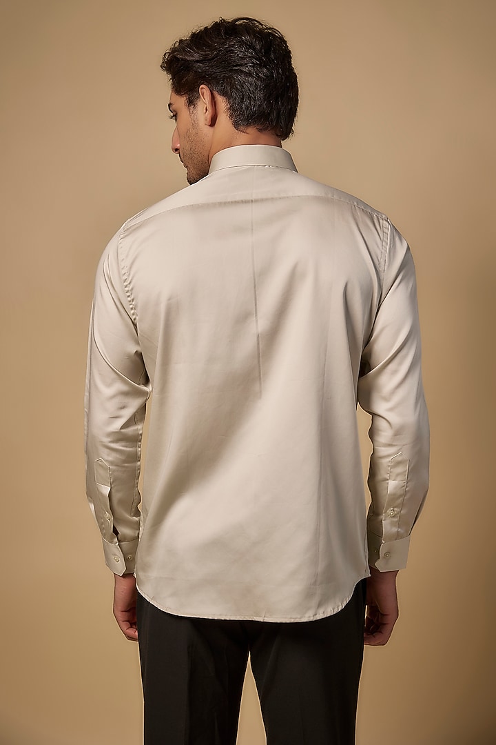 Gold Pure Satin Cotton Pearl Hand Work Party Wear Shirt by Abees at Pernia's Pop Up Shop