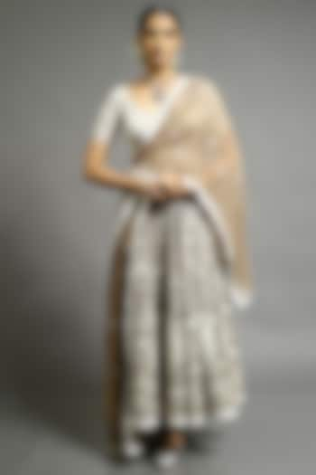 Grey & Beige Embroidered Anarkali Set by Abhishek Gupta