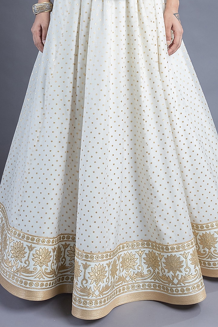 Cream & Gold Chanderi Skirt Set by Abhishek Gupta at Pernia's Pop Up Shop
