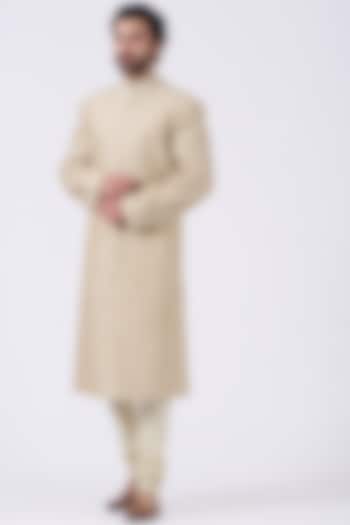 Light Beige Embroidered Groom Sherwani Set by Abhishek Gupta Men at Pernia's Pop Up Shop