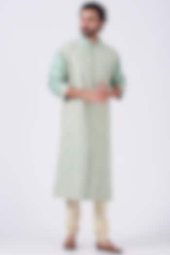 Mint Embroidered Wedding Sherwani Set by Abhishek Gupta Men at Pernia's Pop Up Shop