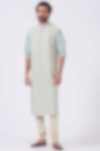 Mint Embroidered Kurta Set by Abhishek Gupta Men at Pernia's Pop Up Shop