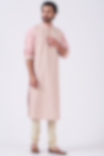 Baby Pink Embroidered Kurta Set by Abhishek Gupta Men at Pernia's Pop Up Shop