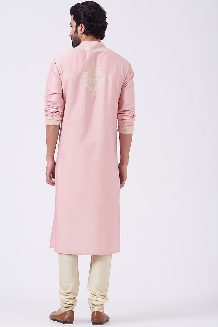 Baby Pink Embroidered Kurta Set by Abhishek Gupta Men at Pernia's Pop Up Shop