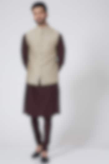 Sand Embroidered Waistcoat by Abhishek Gupta Men at Pernia's Pop Up Shop