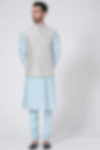 Cream Waistcoat With Applique Work by Abhishek Gupta Men at Pernia's Pop Up Shop