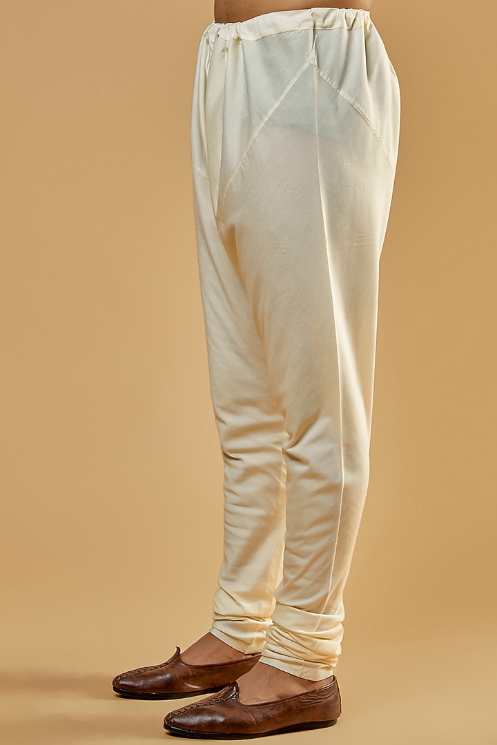 Cream Cotton Silk Kantha Embroidered Kurta Set by Abhishek Gupta Men at Pernia's Pop Up Shop