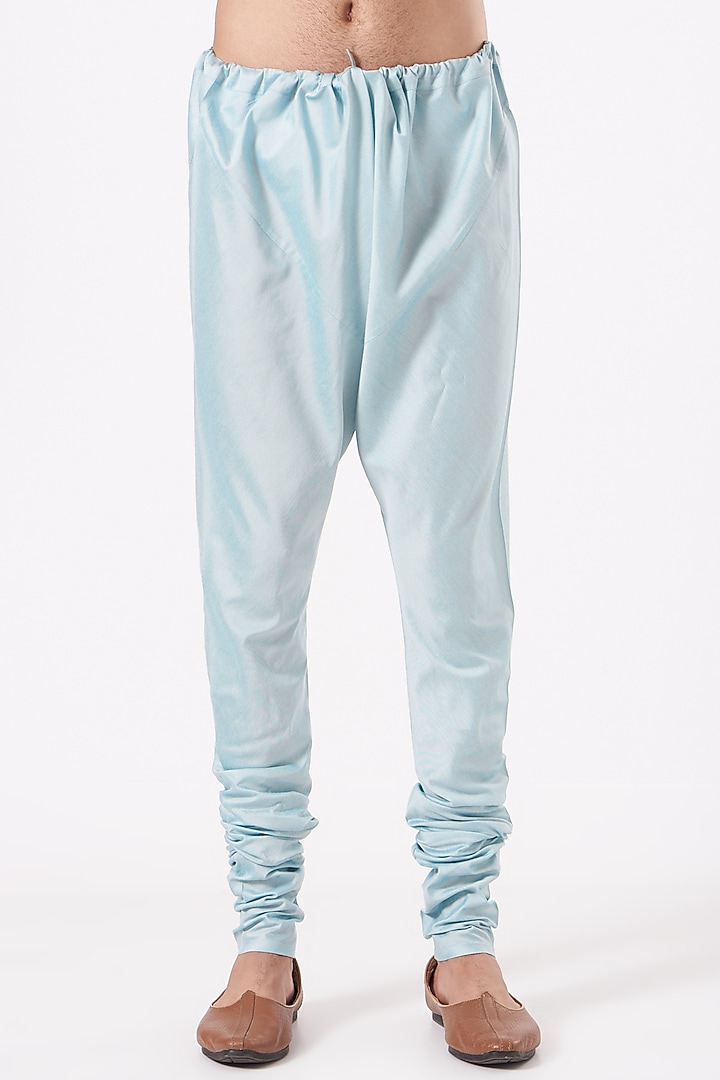 Powder Blue Cotton Silk Kurta Set by Abhishek Gupta Men at Pernia's Pop Up Shop