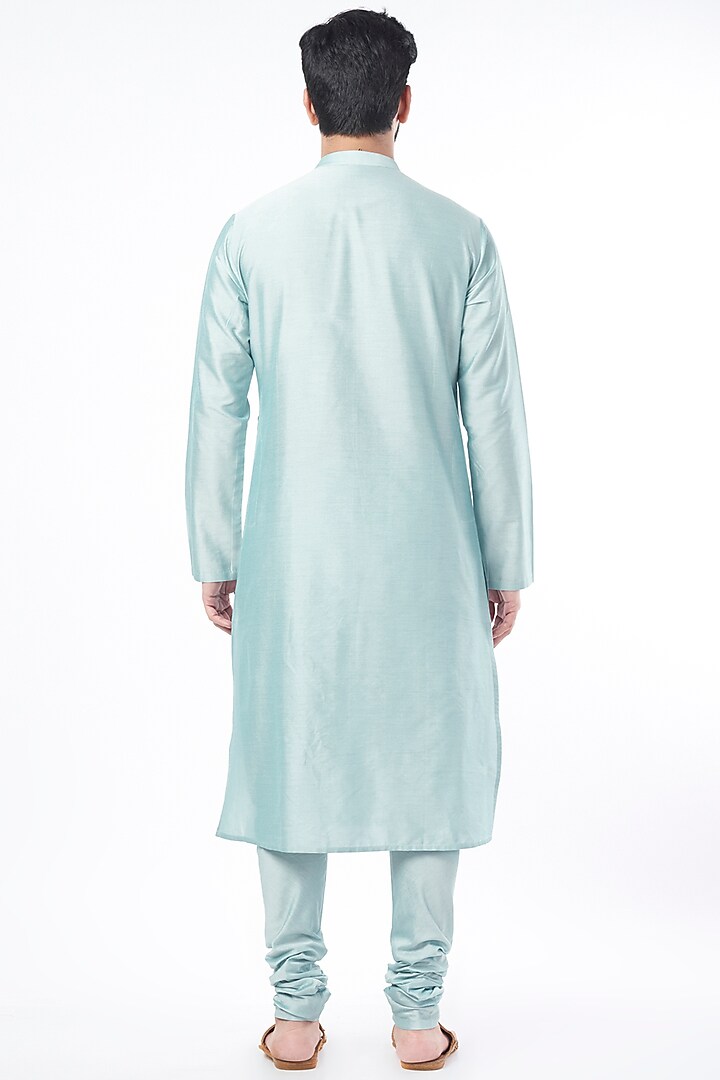 Powder Blue Embroidered Kurta Set by Abhishek Gupta Men at Pernia's Pop Up Shop