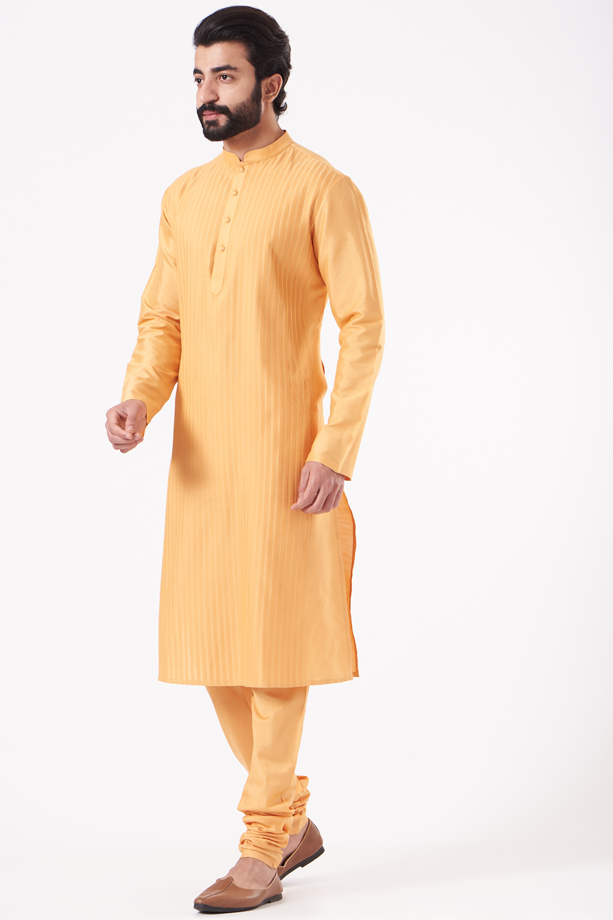 Mango Cotton Silk Kurta Set by Abhishek Gupta Men at Pernia's Pop Up Shop