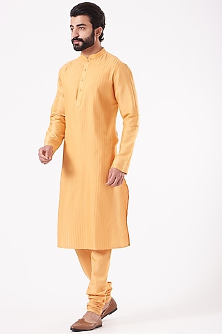 Mango Cotton Silk Kurta Set by Abhishek Gupta Men