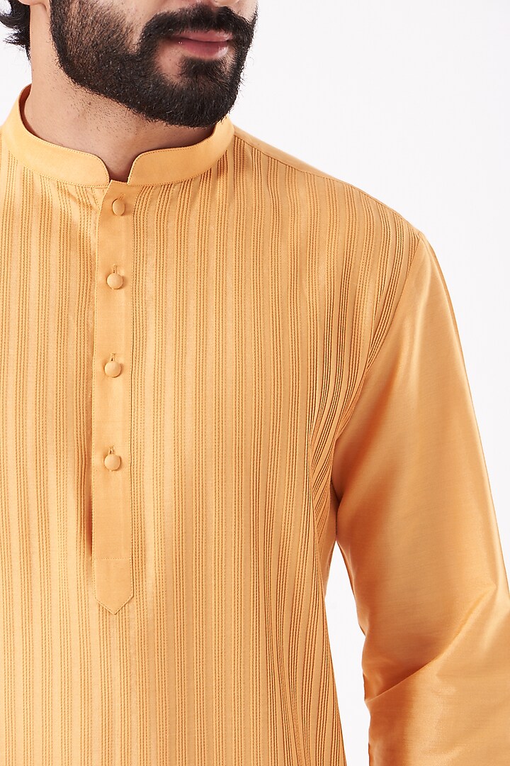 Mango Cotton Silk Kurta Set by Abhishek Gupta Men at Pernia's Pop Up Shop