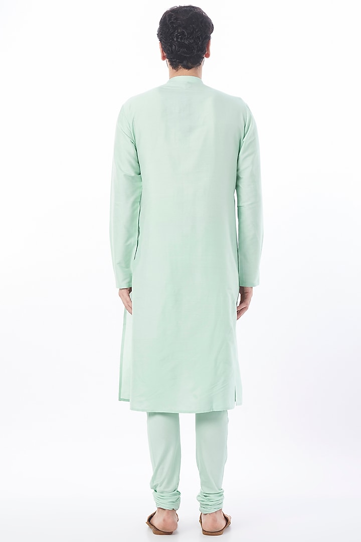 Mint Resham Embroidered Kurta Set by Abhishek Gupta Men at Pernia's Pop Up Shop