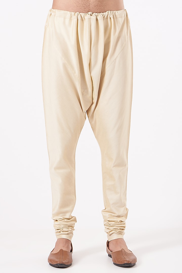 Light Beige Cotton Silk Kurta Set by Abhishek Gupta Men at Pernia's Pop Up Shop