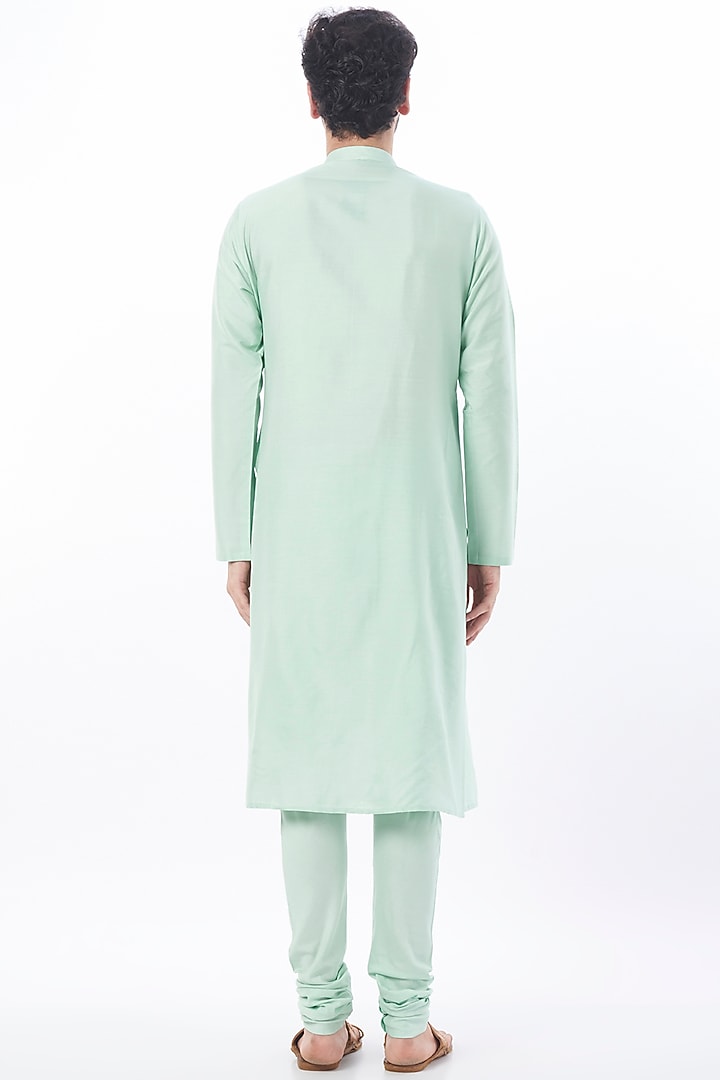 Mint Cotton Silk Kurta Set by Abhishek Gupta Men at Pernia's Pop Up Shop