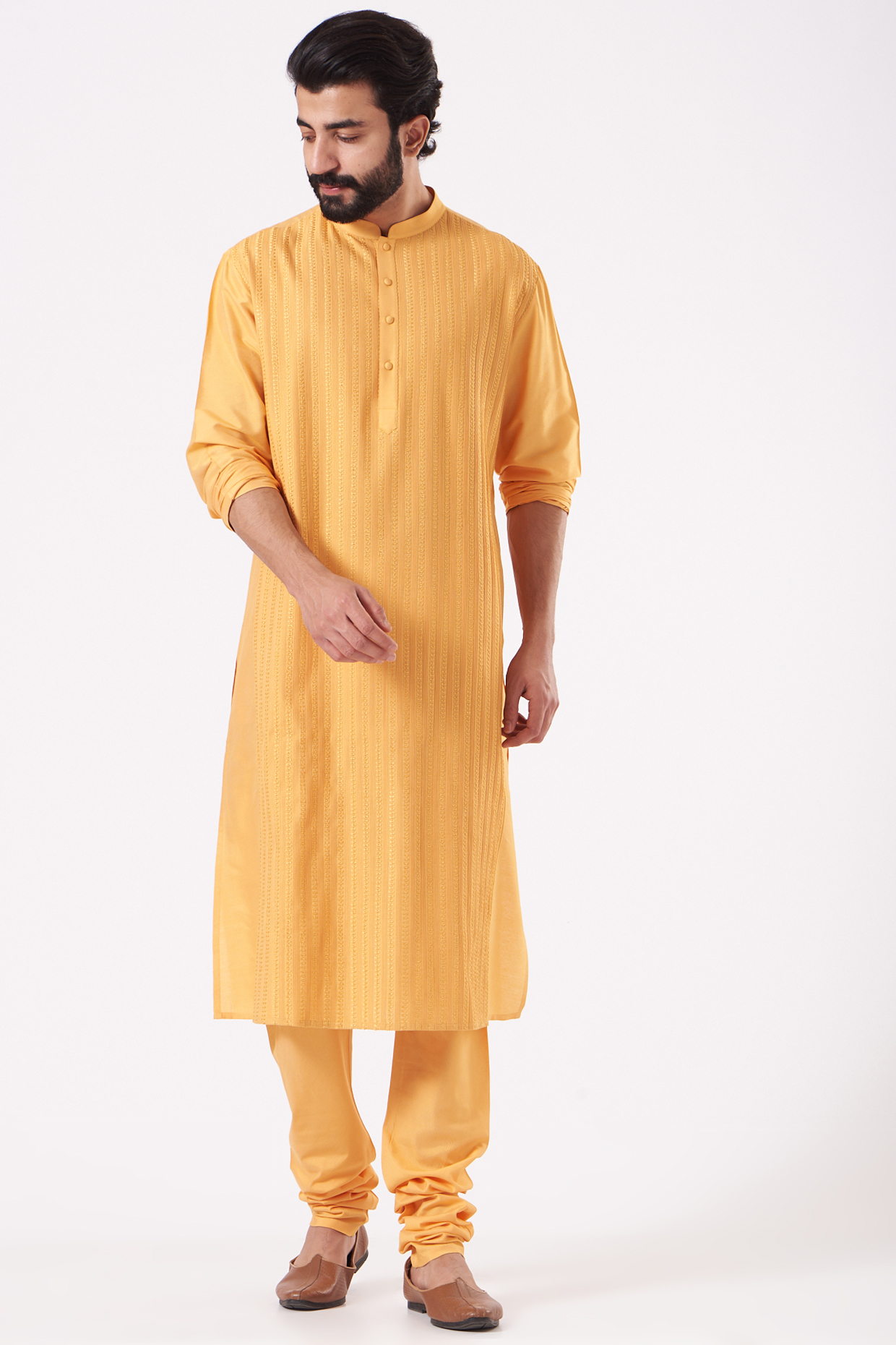 Mango Embroidered Kurta Set by Abhishek Gupta Men at Pernia's Pop Up Shop