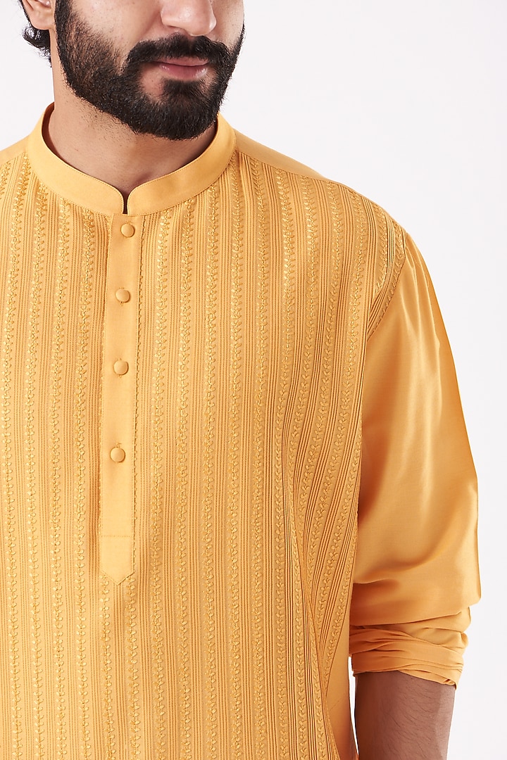 Mango Embroidered Kurta Set by Abhishek Gupta Men at Pernia's Pop Up Shop