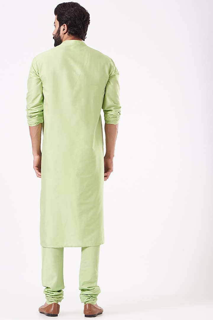Lime Embroidered Kurta Set by Abhishek Gupta Men at Pernia's Pop Up Shop
