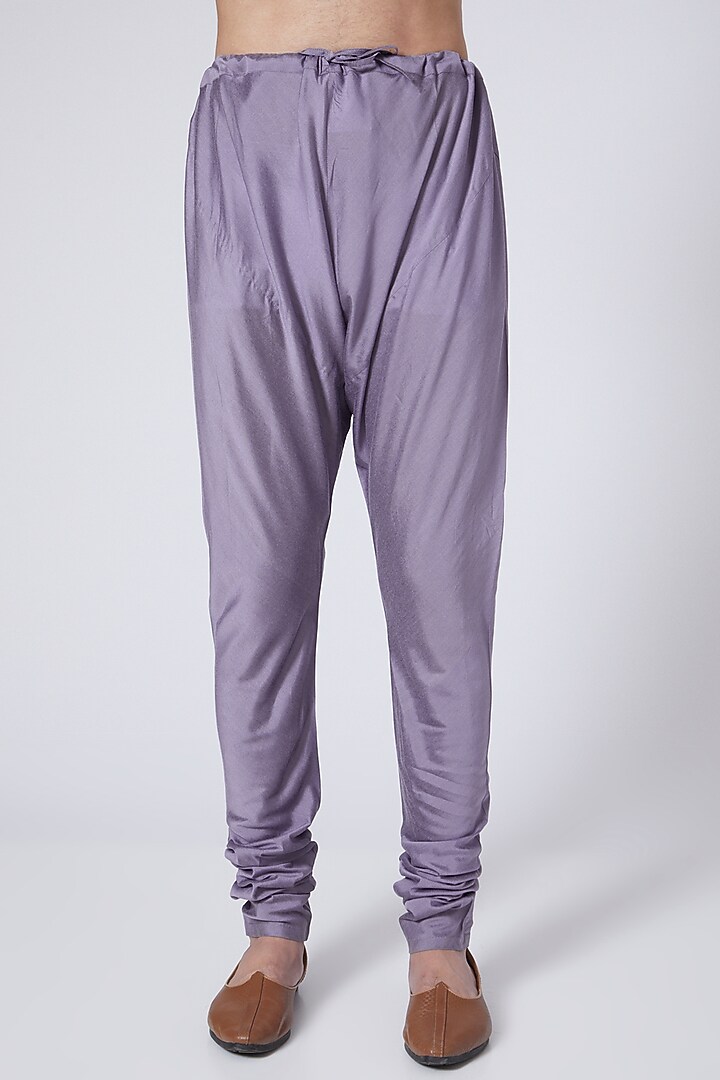 Light Purple Cotton Silk Resham Embroidered Kurta Set by Abhishek Gupta Men at Pernia's Pop Up Shop